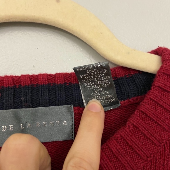 Oscar De La Renta Men’s Red Crew Neck Sweater XL - Picture 3 of 4